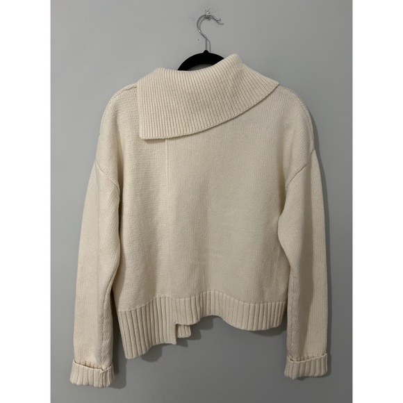 WE-AR4 The Asymmetrical Turtleneck Women’s Medium Beige Wool Sweater - Picture 4 of 17